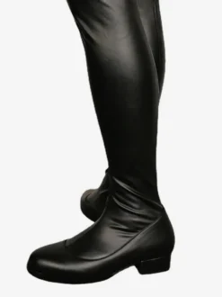 Bottes cuissardes à talons hauts grande taille en cuir PU noir