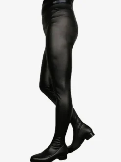 Bottes cuissardes à talons hauts grande taille en cuir PU noir