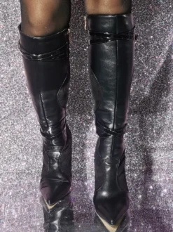 Bottes Cuissards En Cuir PU À Talon Aiguille Pour Femmes