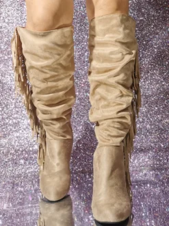 Bottes Cuissards À Talon Aiguille En Micro-Suède Pour Femmes