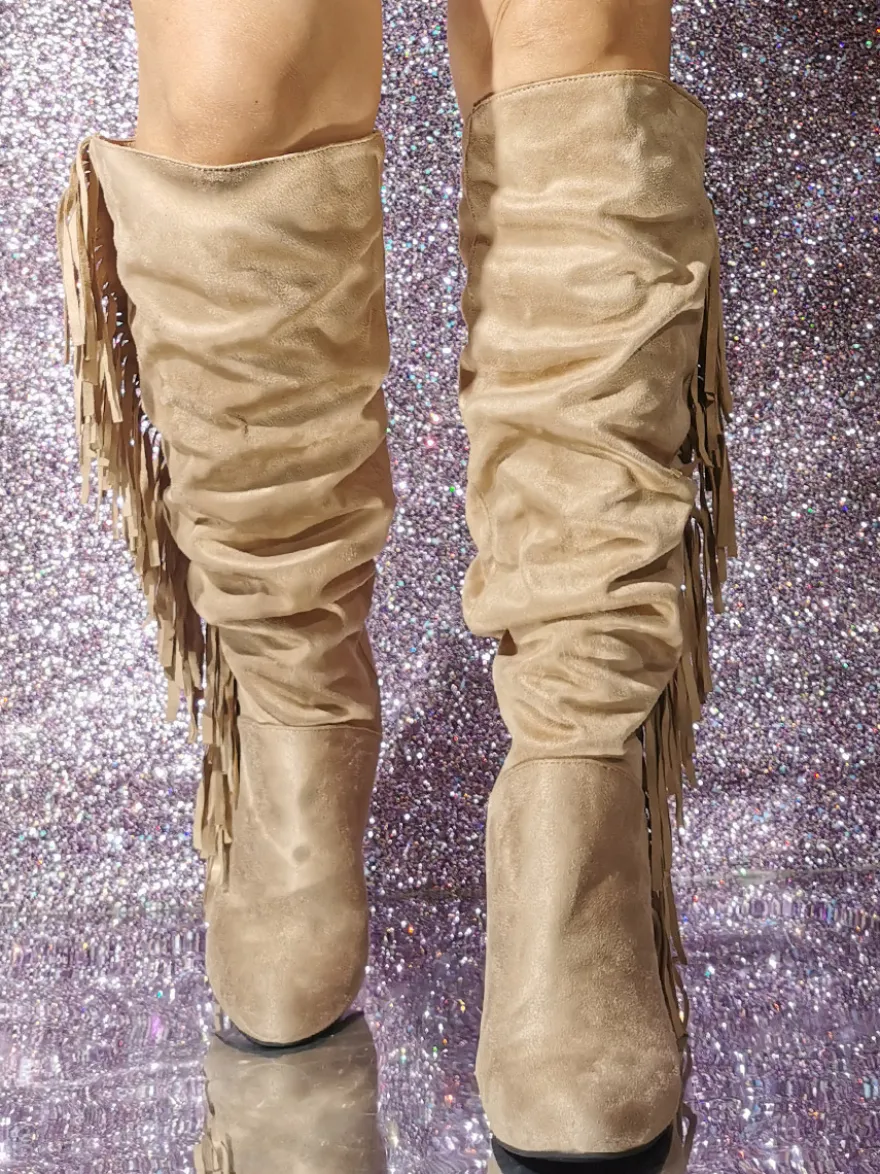 Bottes Cuissards À Talon Aiguille En Micro-Suède Pour Femmes