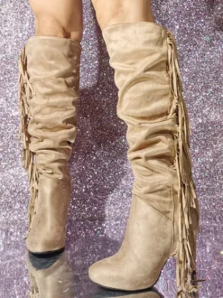 Bottes Cuissards À Talon Aiguille En Micro-Suède Pour Femmes