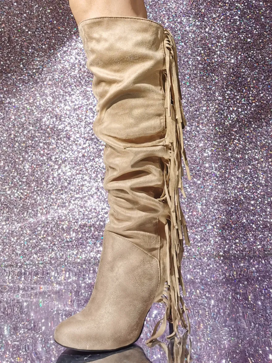 Bottes Cuissards À Talon Aiguille En Micro-Suède Pour Femmes