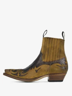 Bottes de cowboy pour hommes bottines Chelsea à talon épais en daim patchwork