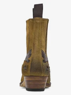 Bottes de cowboy pour hommes bottines Chelsea à talon épais en daim patchwork