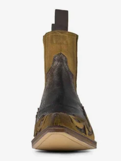 Bottes de cowboy pour hommes bottines Chelsea à talon épais en daim patchwork
