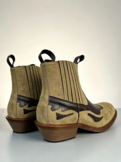 Bottes de cowboy pour hommes bottines Chelsea à talon épais en daim patchwork