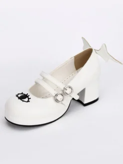 Bottes de lolita noires en patchwork à talons épais Déguisements Halloween