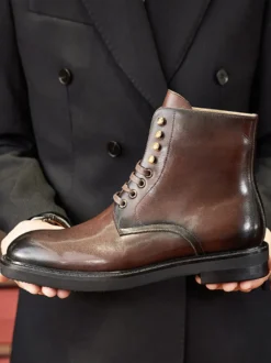 Bottes De Travail Hommes Bottines Martin Noires Chics À Lacet Chic