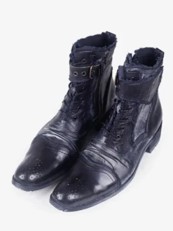 Bottes de travail Martin pour hommes en cuir de vachette classique noir bottines courtes à lacets