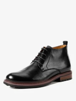Bottes de travail Martin pour hommes Bottines chics en cuir de vachette marron café