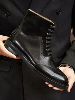 Bottes de travail Martin pour hommes Bottines courtes en cuir marron