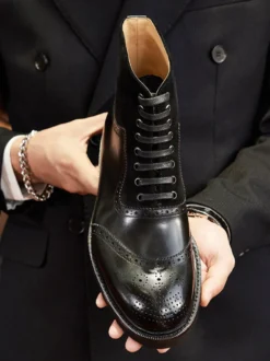 Bottes de travail Martin pour hommes Bottines courtes en cuir marron