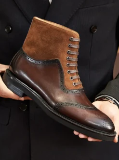 Bottes de travail Martin pour hommes Bottines courtes en cuir marron