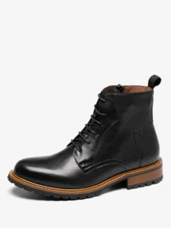 Bottes de travail Martin pour hommes Bottines classiques noires en cuir de vache