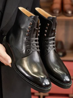 Bottes de travail Martin pour hommes en cuir marron avec cheville