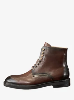 Bottes de travail Martin pour hommes en cuir marron avec cheville