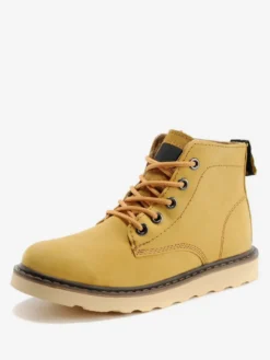 Bottes de travail pour hommes en cuir de vachette bottines courtes classiques jaunes