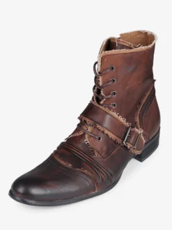Bottes de travail vintage pour hommes en cuir de vachette classique marron café Chukka bottines courtes zippées à la cheville