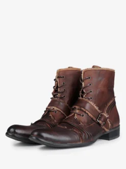 Bottes de travail vintage pour hommes en cuir de vachette classique marron café Chukka bottines courtes zippées à la cheville