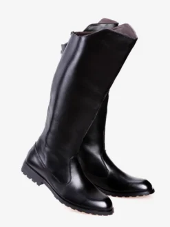 Bottes d'équitation noires pour hommes bout rond style militaire
