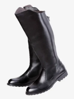 Bottes d'équitation noires pour hommes bout rond style militaire