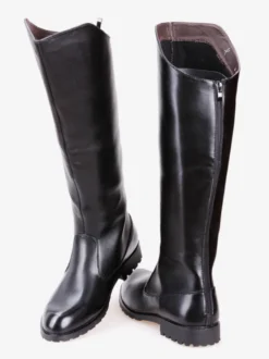 Bottes d'équitation noires pour hommes bout rond style militaire