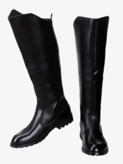 Bottes d'équitation noires pour hommes bout rond style militaire