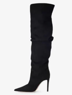 Bottes en daim au-dessus du genou Bottes à talons hauts à bout pointu en daim pour femmes