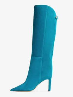 Bottes en daim au genou Bottes hautes à talons hauts et bout pointu