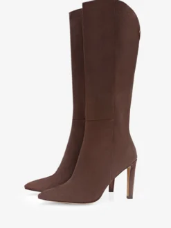 Bottes en daim au genou Bottes hautes à talons hauts et bout pointu