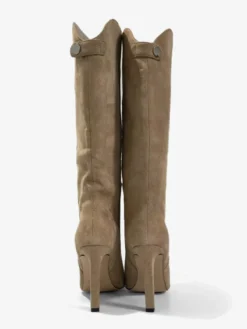 Bottes en daim au genou Bottes hautes à talons hauts et bout pointu