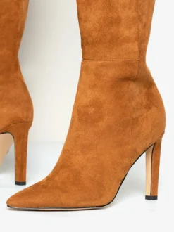 Bottes en daim au genou Bottes hautes à talons hauts et bout pointu