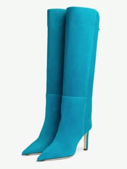 Bottes en daim au genou Bottes hautes à talons hauts et bout pointu