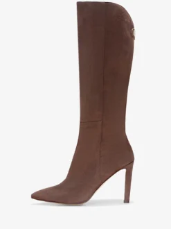 Bottes en daim au genou Bottes hautes à talons hauts et bout pointu