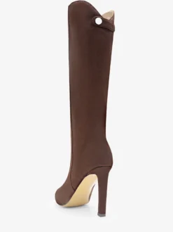Bottes en daim au genou Bottes hautes à talons hauts et bout pointu