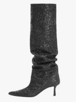 Bottes fête à paillettes bottes hautes souples à bout pointu cuissardes