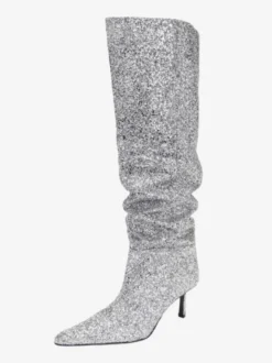 Bottes fête à paillettes bottes hautes souples à bout pointu cuissardes
