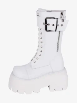 Bottes gothiques Lolita en cuir PU à bout rond chaussures Lolita noires