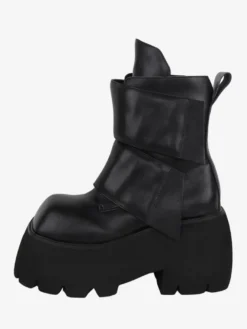 Bottes gothiques Lolita en cuir PU à bout carré à plusieurs niveaux chaussures Lolita noires