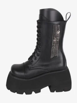 Bottes gothiques épaisses Lolita blanches en PU à bout rond chaussures Lolita en cuir PU