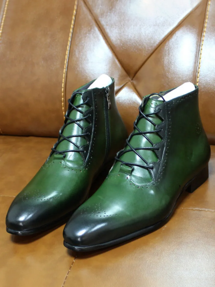 Bottes habillées pour hommes bottines en cuir véritable faites à la main