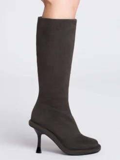 Bottes hautes chaussures femmes hautes à talons aiguilles gris chics