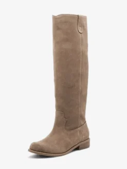 Bottes hautes en daim marron clair pour femmes