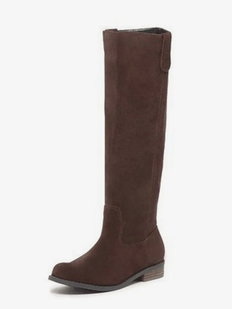 Bottes hautes en daim marron clair pour femmes