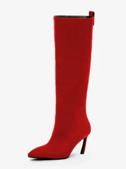 Bottes hautes en daim pour femmes bottes à talons hauts et bout pointu