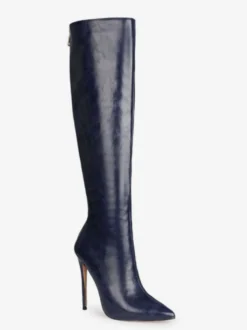 Bottes hautes femmes chaussures à talons aiguilles en cuir PU à bout pointu