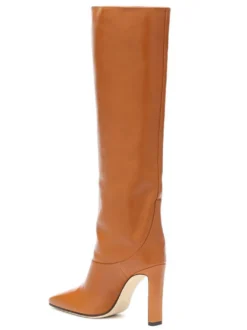 Bottes Hautes Femme À Talons Hauts En Cuir Synthétique Avec Bout Rond Unicolore