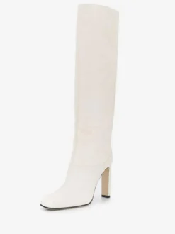 Bottes Hautes Femme À Talons Hauts En Cuir Synthétique Avec Bout Rond Unicolore