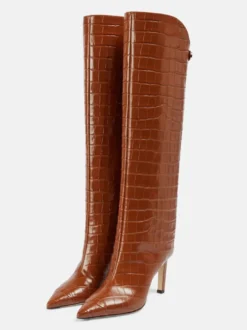 Bottes hautes à motif pierre pour femmes bottes à talons hauts et bout pointu